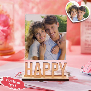 Custom Name Photo Frame with Wooden Base and Acrylic Cover