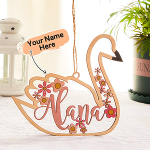 Custom Name Wooden Swan Personalized Gift for Mom