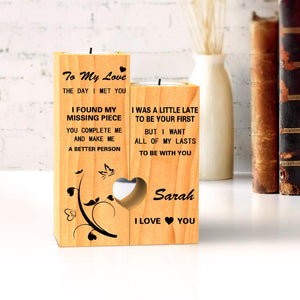 Custom Wooden Candlesticks Heart Shaped Wedding Gift Tea Light Holder Home Decoration Rustic Wooden Decor