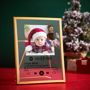 Spotify Photo Frame Personalized Code Music Plaque Glass Art Spotify Plaque with Golden Frame