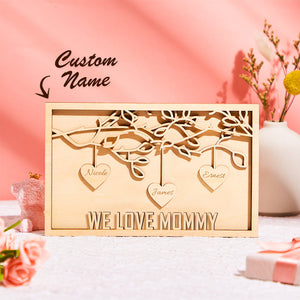 Custom Engraved Plaque Family Tree Home Decor Mother's Day Gift for Mom - photomoonlamp