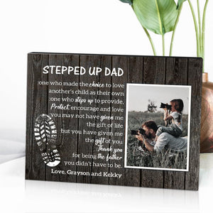 Custom Desktop Picture Frame Personalised Stepped Up Dad Father's Day Gift for Dad - photomoonlampau
