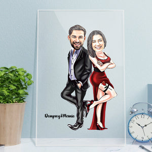Custom Face Photo Frame Acrylic Plaque Personalized Lamp Suit and Gown Couple