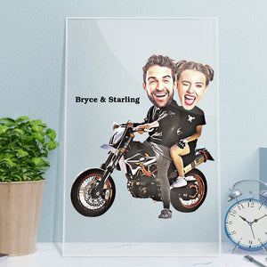 Black Friday 2021 for Boyfriend Personalized Face Photo Frame Acrylic Plaque Custom Lamp Motorbike Couple