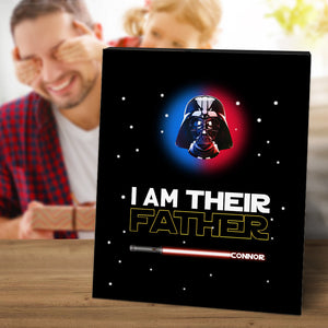 Personalized I Am Their Father Sign Light Saber Plaque Gift for Dad - photomoonlamp