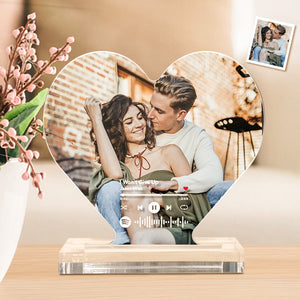 Custom Photo Music Code Acrylic Plaque Heart Shaped Acrylic Plaque Gift for Couples - photomoonlamp