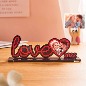 Custom Love Photo Frame Plaque Heart-shaped Acrylic Plaque Commemorative Gift - photomoonlamp