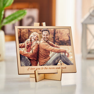 Custom Photo Engraved Photo Frame Creative Puzzle Wooden Gifts - photomoonlamp