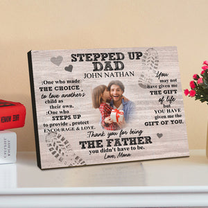 Personalized Dad Picture Frame Custom Stepped Up Dad Sign Father's Day Gift - photomoonlamp
