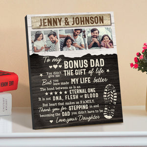 Personalized Desktop Picture Frame Custom Bonus Dad Sign Father's Day Gift - photomoonlamp