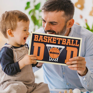 Personalized Basketball Dad Wooden Name Sign Plaque Father's Day Gift for Dad Grandpa - photomoonlamp
