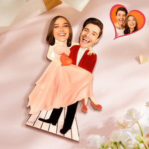 Personalized Plaque Carry Your Love Caricature Couple Custom Face MiniMe Decor Gift for Lover - photomoonlamp