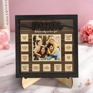 Personalized Wooden Ornament 12 Reasons Why We Love You Plaque Unique Gift for Mom - photomoonlamp
