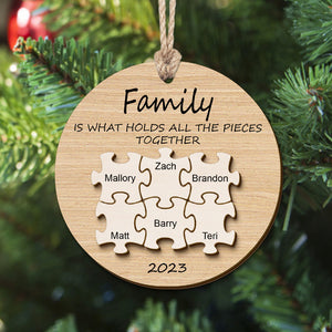 Custom Name Puzzle Christmas Ornament Personalized Wooden Christmas Tree Family Ornament Gifts - photomoonlamp