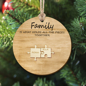 Custom Family Name Puzzle Christmas Ornament Personalized Wooden Ornament Christmas Gifts - photomoonlamp