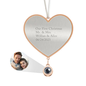 Custom Projection Ornament Personalized Heart Christmas Ornament Gifts for Her - photomoonlamp