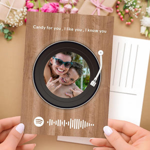 Custom Spotify Code Card Personalized Photo Scannable Spotify Music Code Spotify Card-Record Player Card