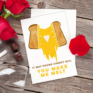 Funny Melting Grilled Cheese Greeting Card Gift for Her or Him - photomoonlamp