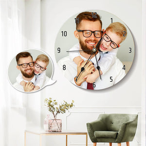 Custom Photo Wall Clock Round Gifts for Father