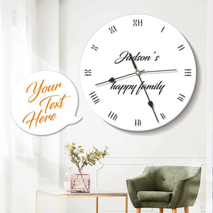Custom Engraved Wall Clock Round Roman Numerals White Your Text Wall Decor
