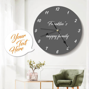 Custom Engraved Wall Clock Round Roman Numerals Grey Your Text Wall Decor