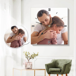 Custom Photo Wall Clock Square Gifts for Him