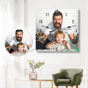 Custom Photo Wall Clock Square Gifts for Dad