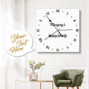 Custom Engraved Wall Clock Square Roman Numerals White Gifts for House Warming