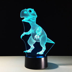 Creative Tyrannosaurus Rex 3D Dinosaur Colorful Illusion Lamp Night Light Touch 7 Color