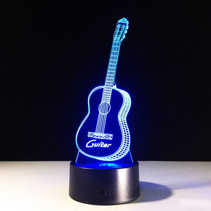 Creative Guitar 3D Colorful Night Light Touch Seven Color Change