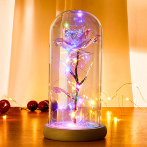 Galaxy Rose In Glass Dome with Led lights Gifts for Her