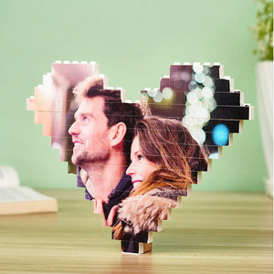 Valentine's Day Gift Custom Building Brick Personalized Photo Block Heart Shaped