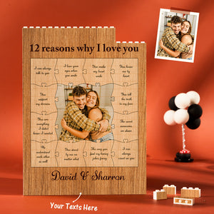 12 Reasons Why I Love You Personalised Photo Building Block Gifts for Her/Him