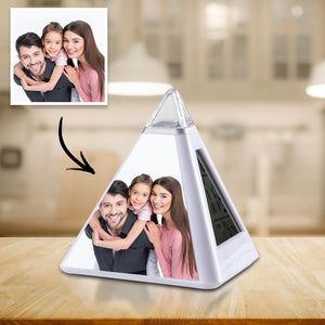 Custom Family Photo Multi-Function Triangle Alarm Clock Digital Alarm Clock-Three People's Home