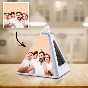 Custom Family Photo Multi-Function Triangle Alarm Clock Digital Alarm Clock-Four People's Home