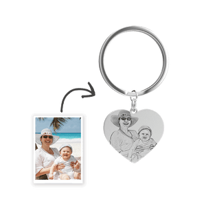 Personalized Photo Keychain Heart Stainless Steel Custom Gift