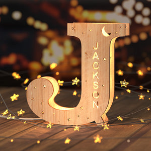 Wooden Letter J Nightlight Home Name Anniversary Gifts