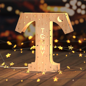 Creative Gifts Wooden Up Letter Lamp Letter T Custom Gifts for Him