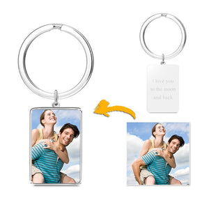 Personalized Engraved Rectangle Tag Photo Keychain