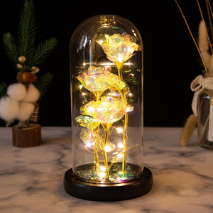 Mother's Day Gifts Galaxy Crystal Flower Rose Led Lamp