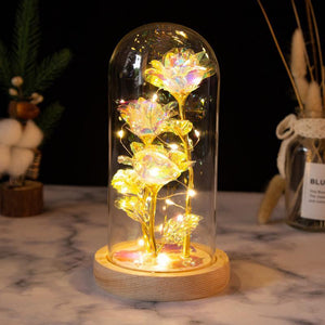 Gifts for Mom Flower Rose in Glass Led Light