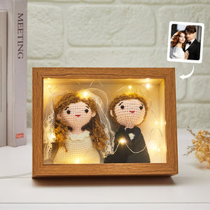 Custom Crochet Dolls Handmade Mini Look alike Dolls Personalized Photo Frame with USB Warm Light - photomoonlamp