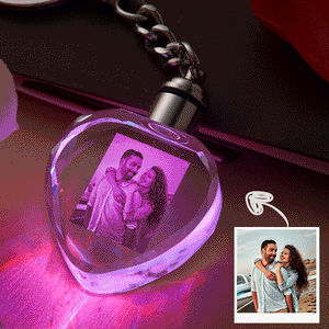 Custom Crystal Heart Shape Couple Photo Keychain 3D Keychain