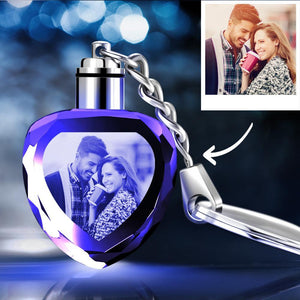 Gifts for Boyfriend Custom Crystal Keychain Heart Shape Couple Photo Keychain