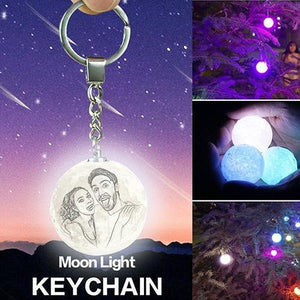 Anniversary Gifts, Custom Color Photo Keychain 3D Printed Moon Lamp For Couple