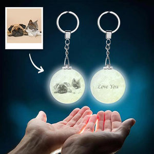 Custom Color Photo Keychain 3D Printed Moon Lamp For Pet