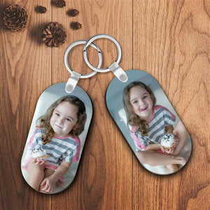 Personalized Oval Shape Custom Photo Keychain For Baby Anniversary