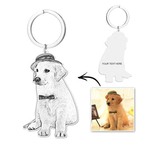 Photo Pet Engraved Keychain Stainless Steel  Memorial Gifts Dog Cat