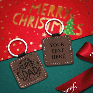Father's Day Gifts Personalized Handmade Engraved Keychain Custom Leather Keychain