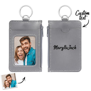 Custom Photo Engraved Keychain Leather Card Holder Creative Gifts - photomoonlamp